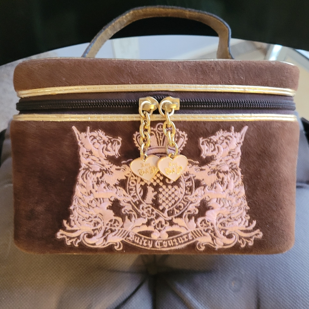 Vintage Juicy Couture Train Case Pink Brown Scottie Dogs Y2K